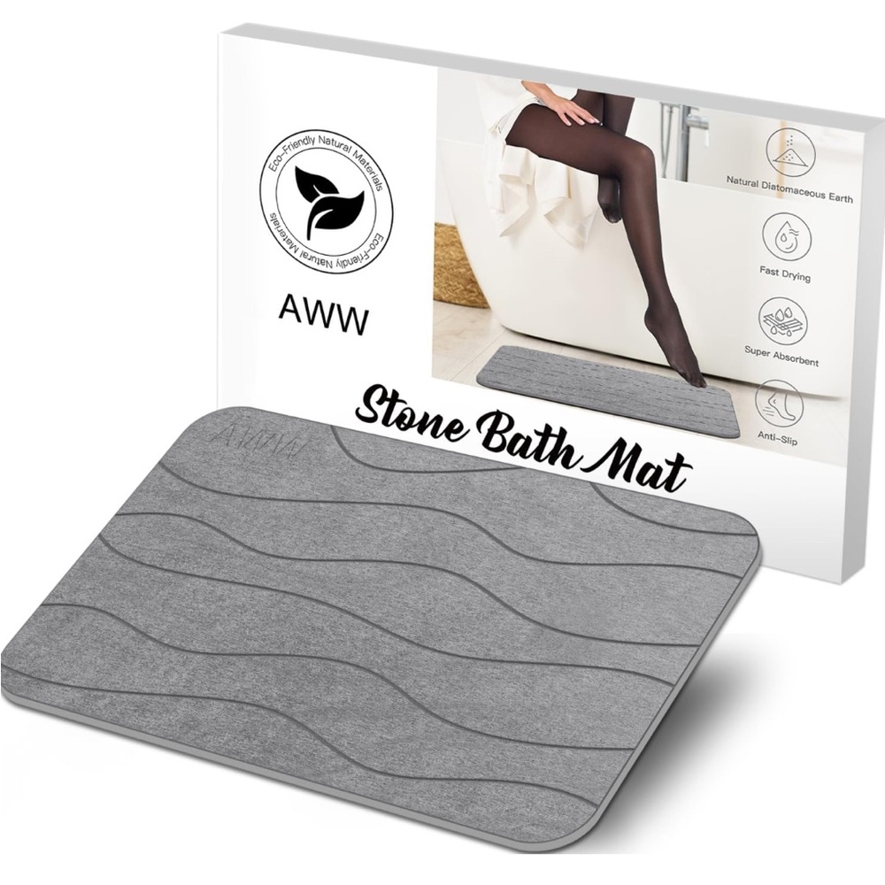 amazon aww diatomite stone bath mat in gray